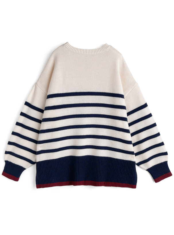 ボーダー柄配色ニットトップス