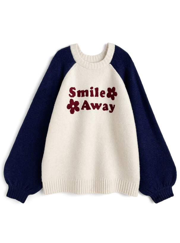 配色ラグランロゴニットトップス[fo2171]