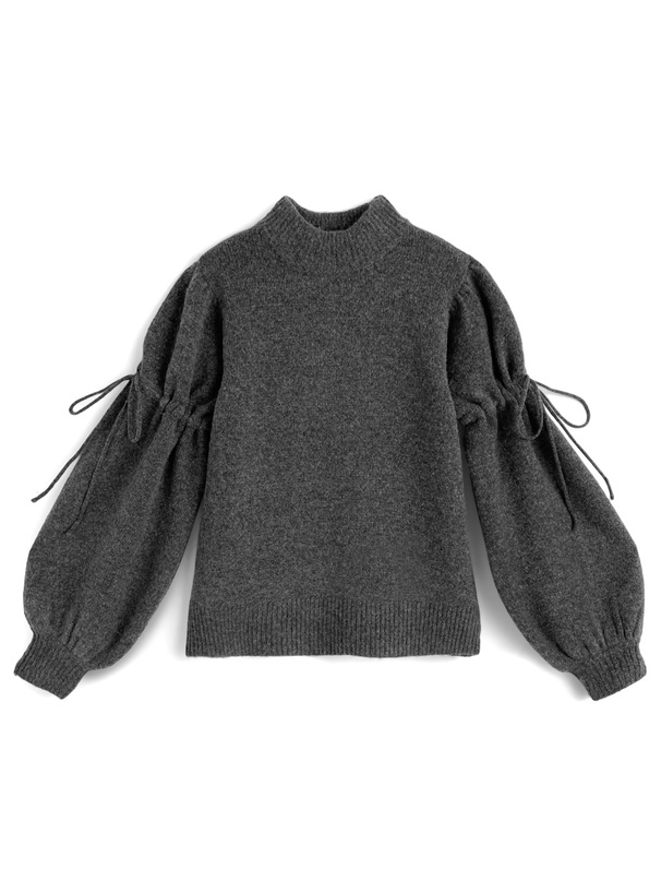 ボリュームスリーブリボンニットトップス[fo2172]
