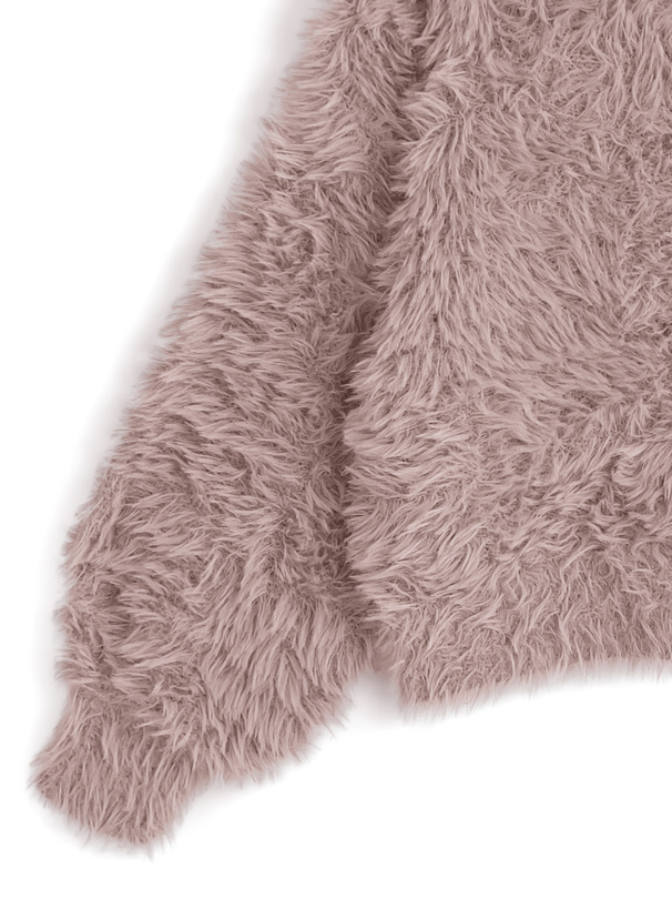 Vネックシャギーニットトップス