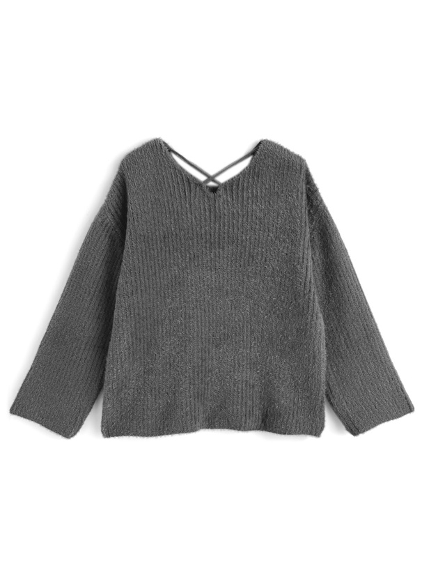 クロスネックシャギーニットトップス[fo2175] | レディース
