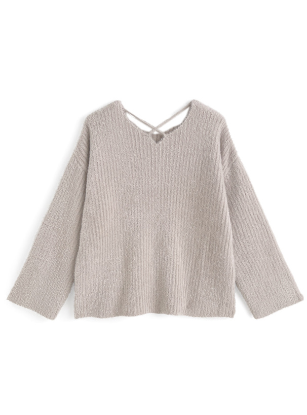 クロスネックシャギーニットトップス[fo2175] | レディース