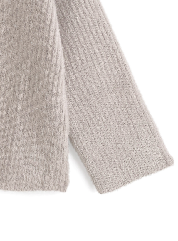 クロスネックシャギーニットトップス