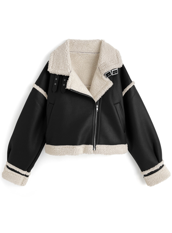 グラッドニュース ボア レザー ライダースジャケット y2k 平成ギャル 短丈 襟2Wayボアレザーライダースジャケット[fo2179] | レディース