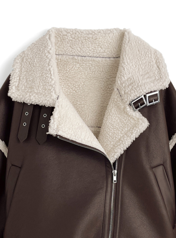 襟2Wayボアレザーライダースジャケット[fo2179] | レディース