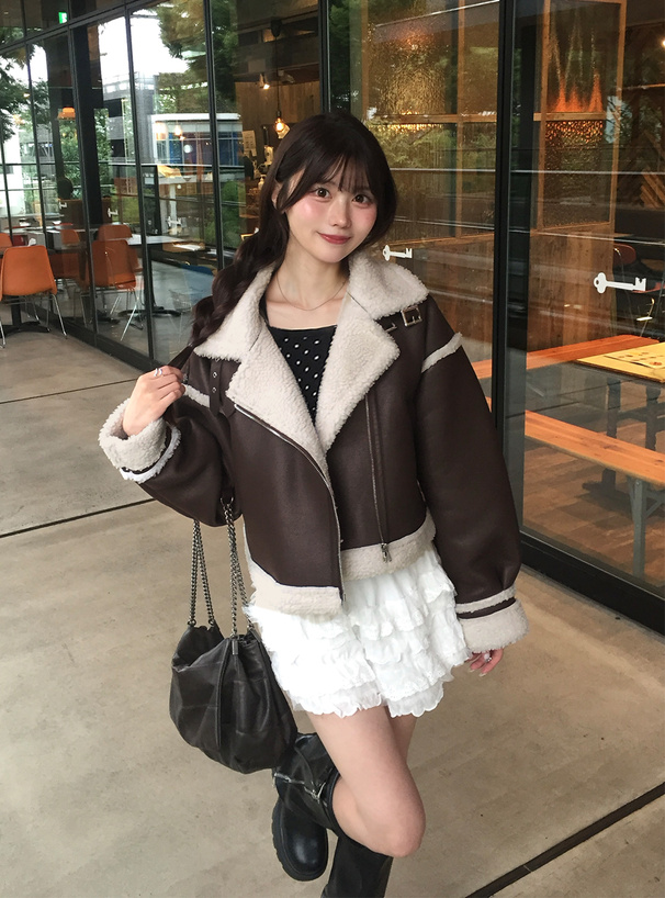 襟2Wayボアレザーライダースジャケット[fo2179] | レディース