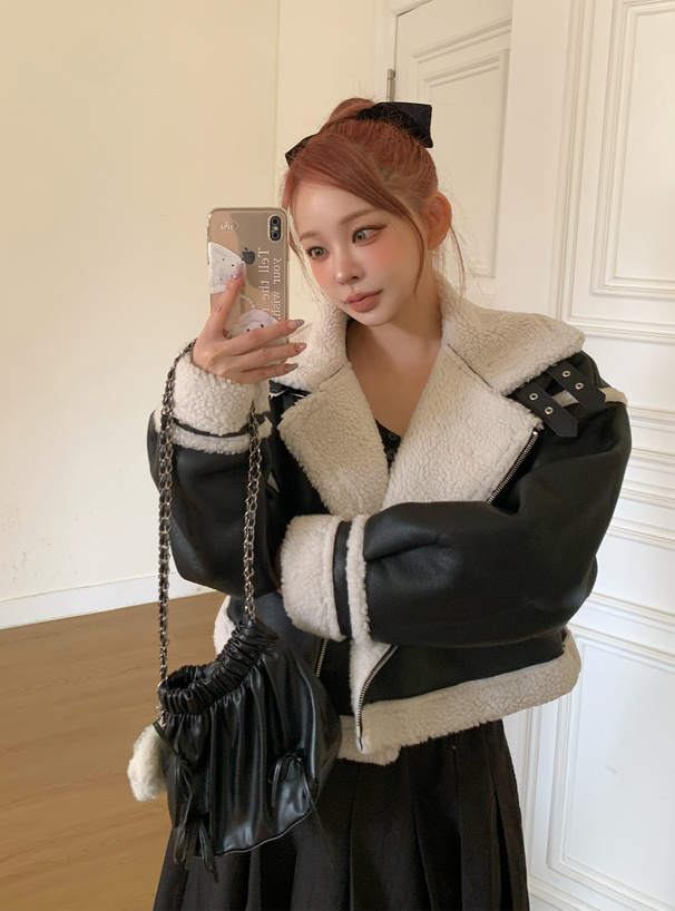 襟2Wayボアレザーライダースジャケット[fo2179] | レディース