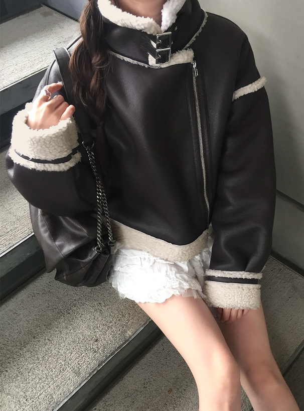 襟2Wayボアレザーライダースジャケット[fo2179] | レディース