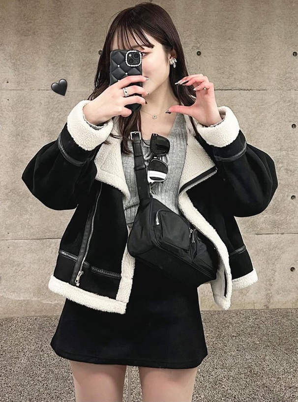 襟2Wayムートンライダースジャケット[fo2181] | レディース