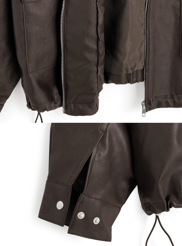 ファーティペット付き襟2Wayレザードロストブルゾン