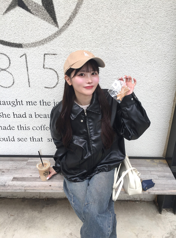 ファーティペット付き襟2Wayレザードロストブルゾン