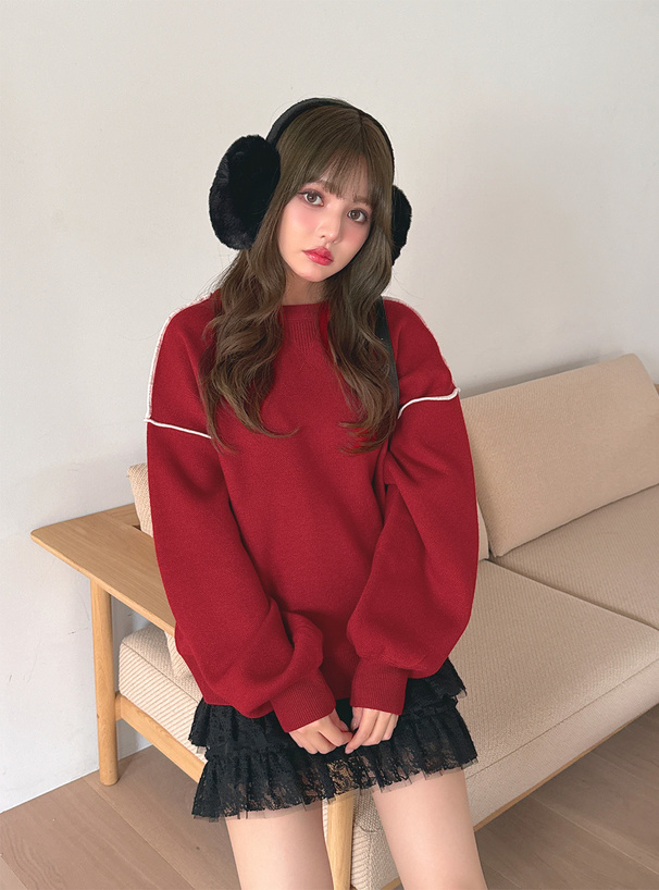 ウォッシャブル配色ニットトップス[fo2187] | レディースファッション