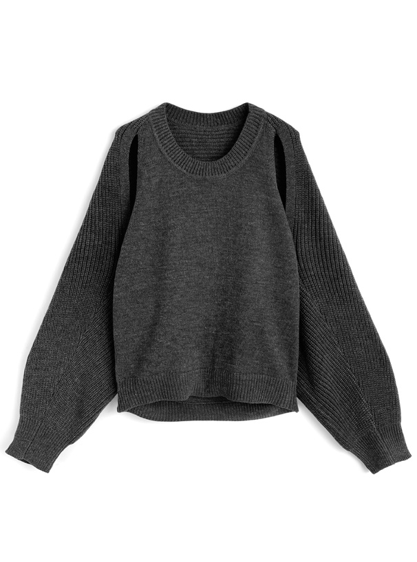 ショルダースリットニットトップス