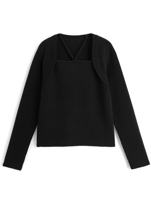 ホルターネックボレロレイヤード風ニットトップス