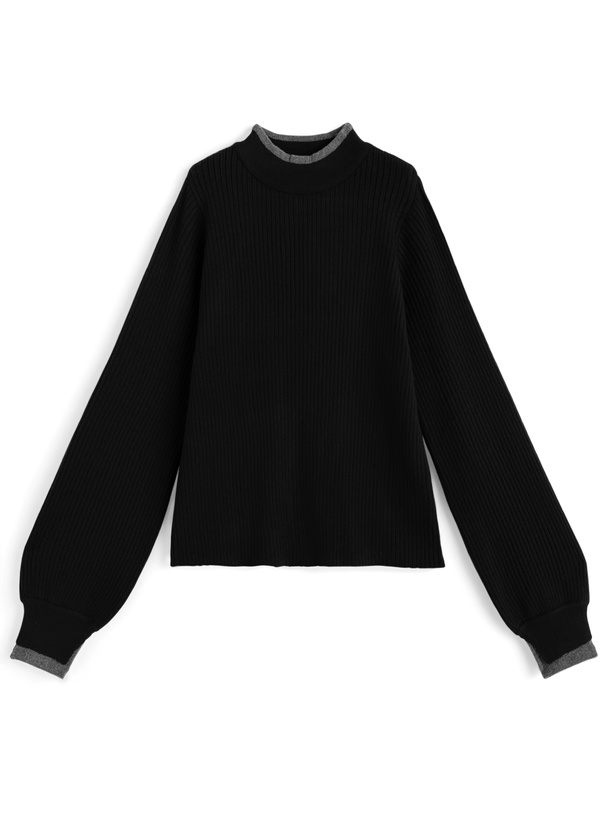 配色リブボトルネックニットトップス[fo2192] | レディース