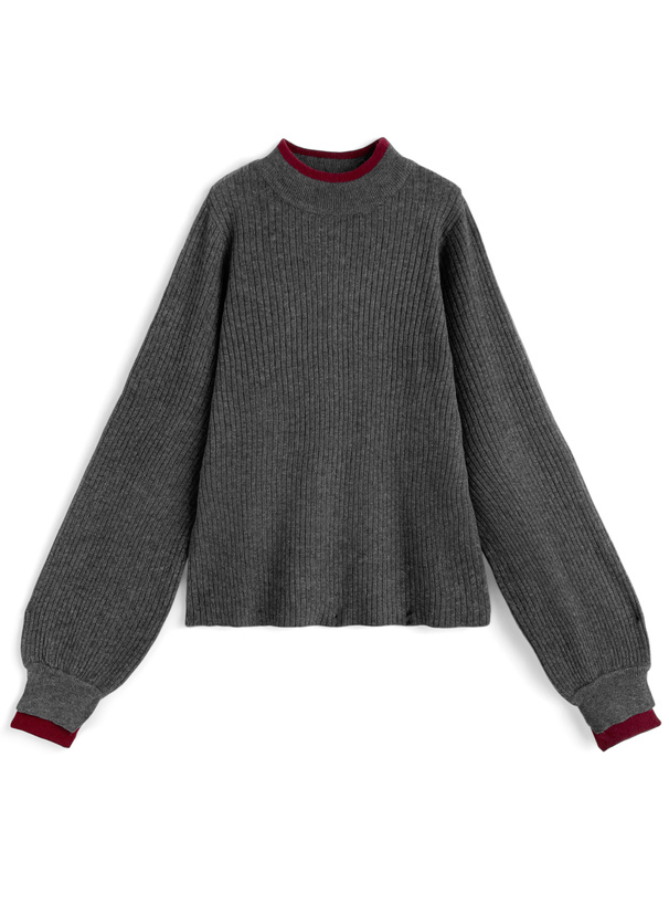 配色リブボトルネックニットトップス[fo2192] | レディース