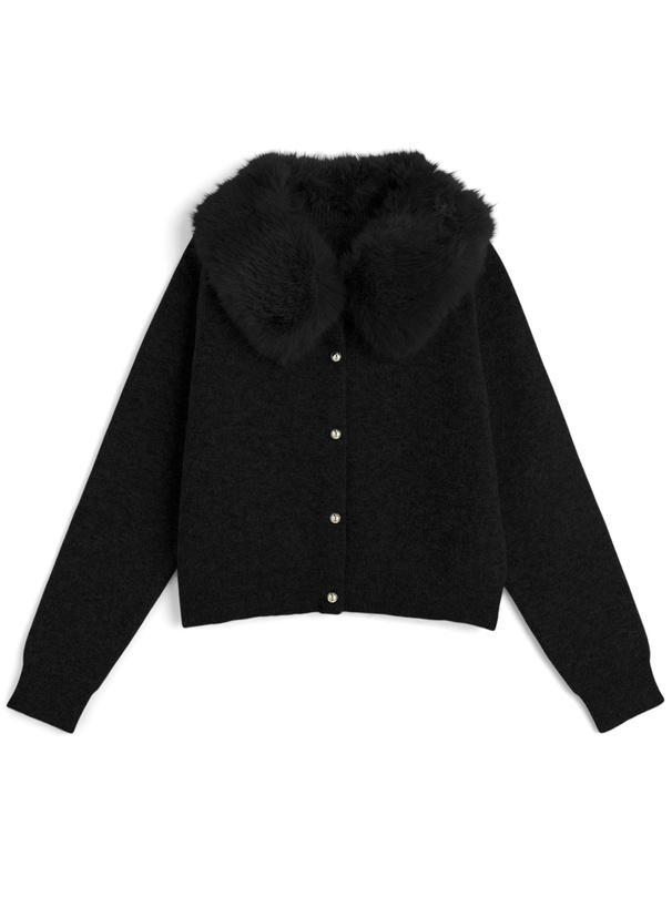 ファーティペット付きカーディガン