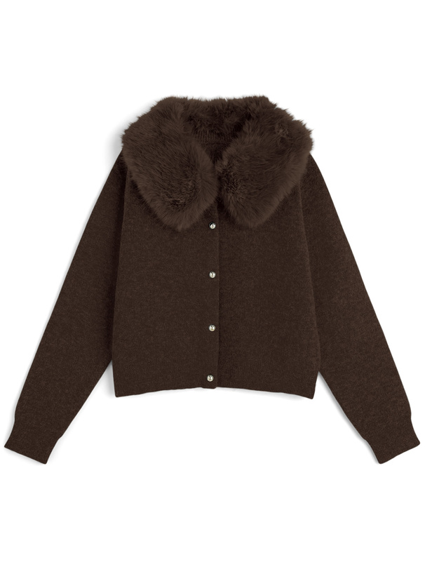 ファーティペット付きカーディガン