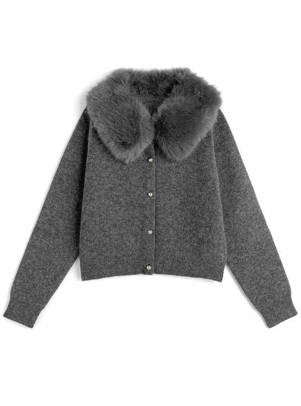 ファーティペット付きカーディガン