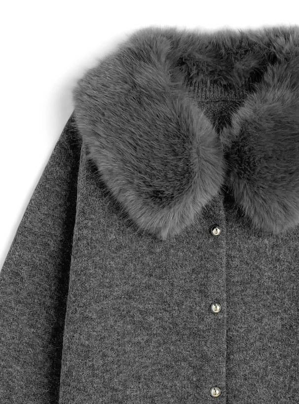 ファーティペット付きカーディガン