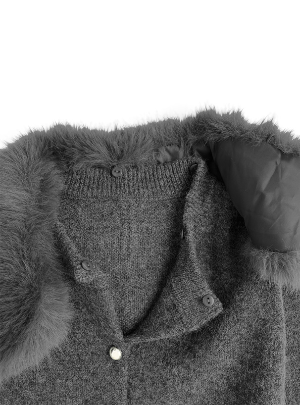 ファーティペット付きカーディガン