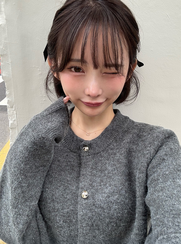 ファーティペット付きカーディガン