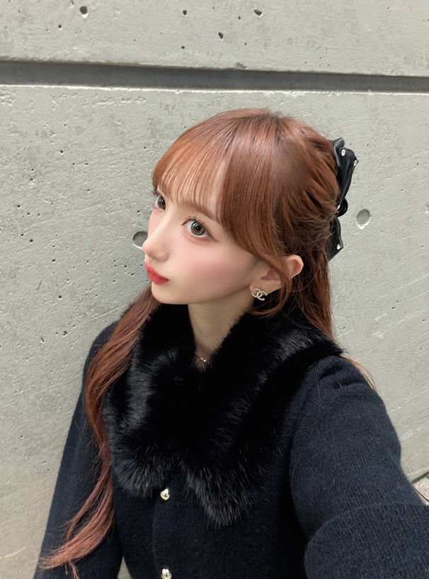 ファーティペット付きカーディガン