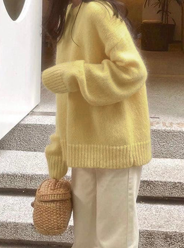 ウォッシャブルベーシックニットトップス