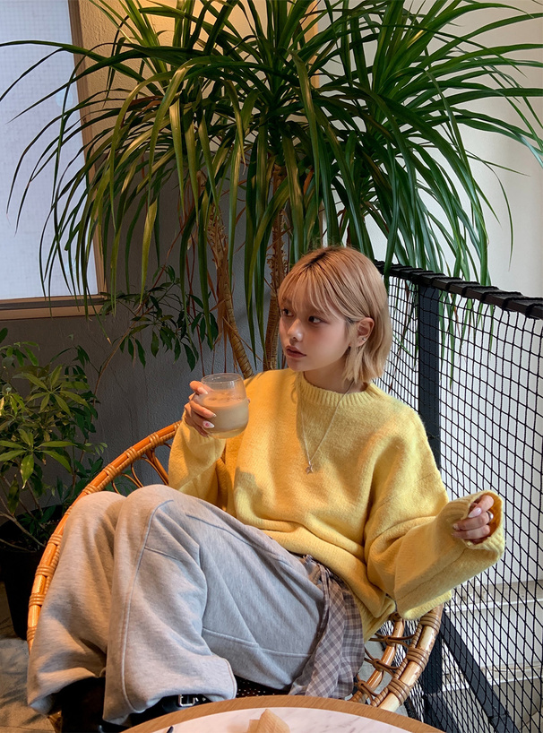 ウォッシャブルベーシックニットトップス