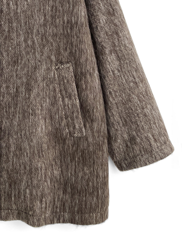 スタンドカラーシャギーミドルコート