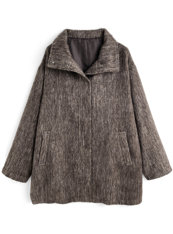 スタンドカラーシャギーミドルコート[fo2204] | レディース