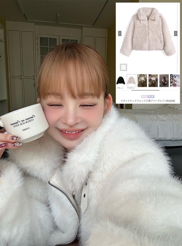 スタンドネックフォックス風ファーブルゾン[fo2206] | レディース