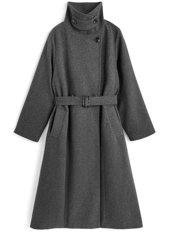 ベルト付きモッサニットロングコート