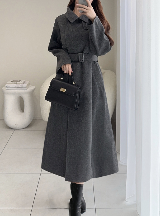 ベルト付きモッサニットロングコート[fo2209] | レディース