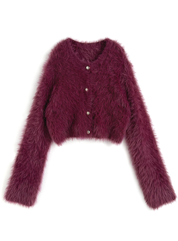 ゴールドボタンシャギーニットカーディガン