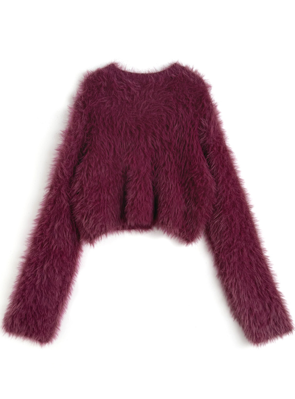 ゴールドボタンシャギーニットカーディガン