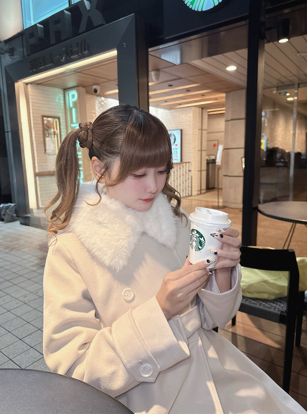 ファーティペット&ベルト付きバルーンミドルコート