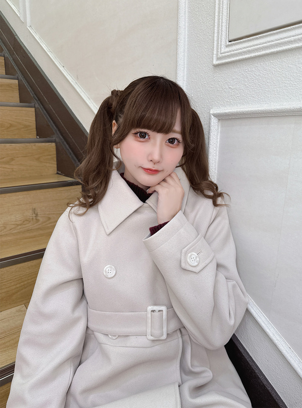 ファーティペット&ベルト付きバルーンミドルコート