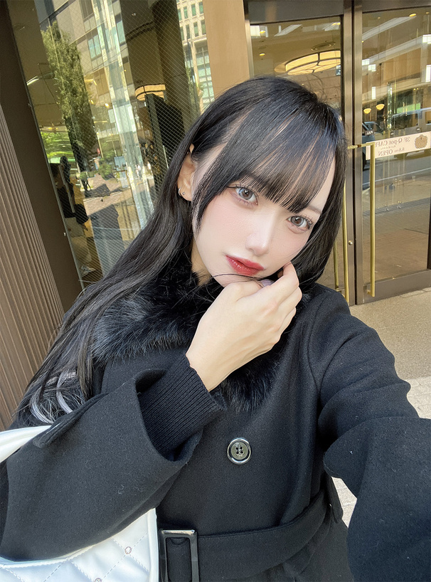 ファーティペット&ベルト付きバルーンミドルコート
