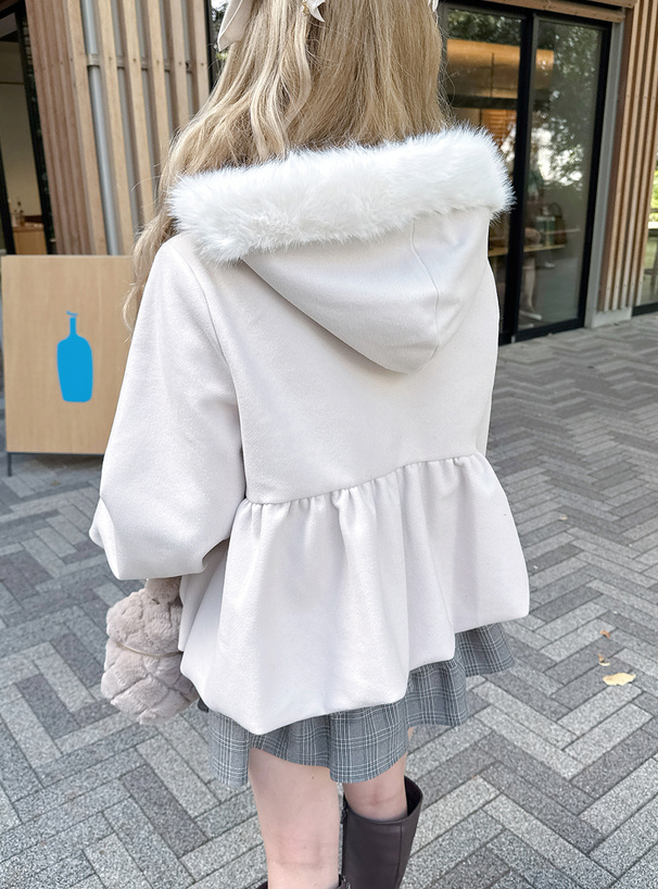 ファーフードバルーンペプラムブルゾン[fo2220] | レディース