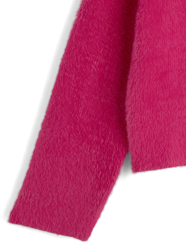 ラウンドネックシャギーニットトップス