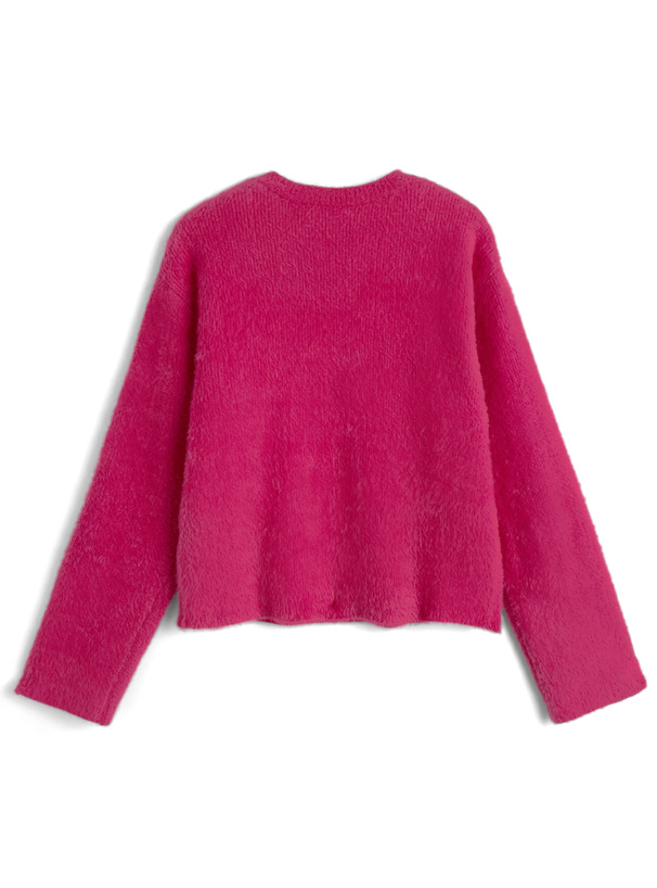 ラウンドネックシャギーニットトップス