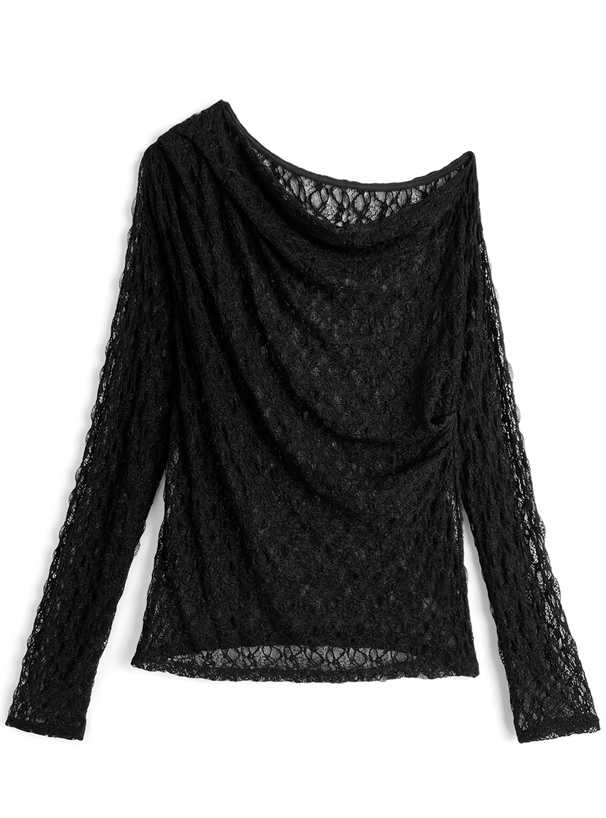レースワンショルドレープトップス