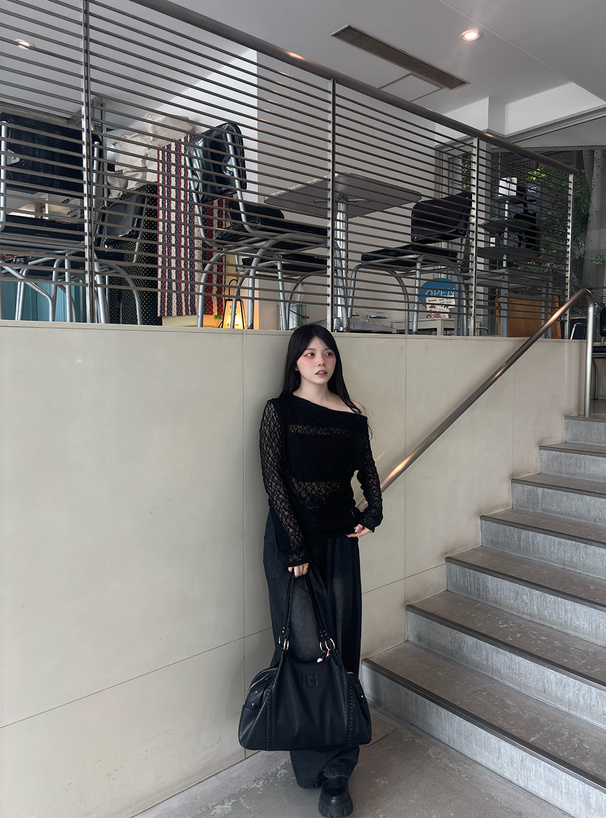 レースワンショルドレープトップス