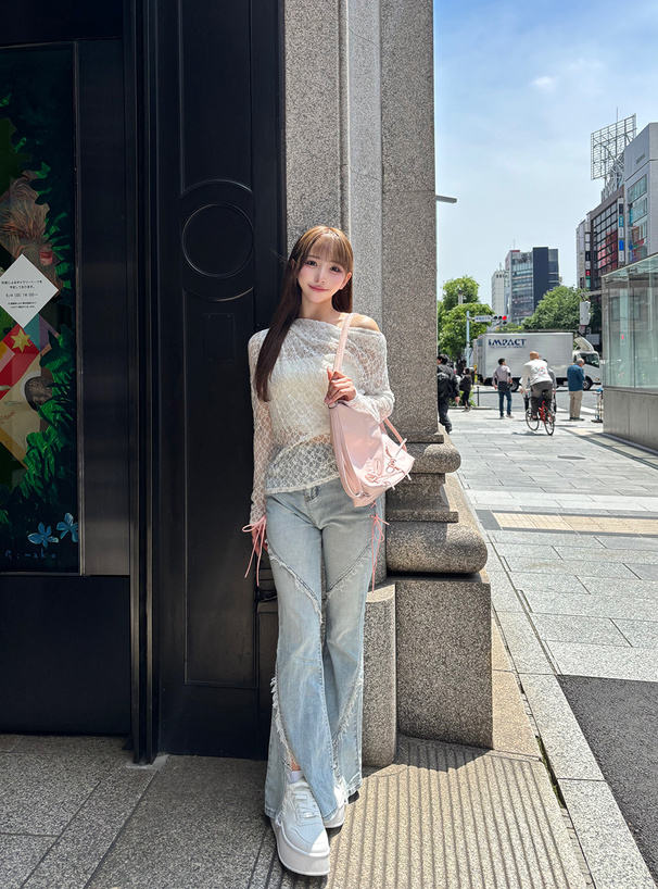 レースワンショルドレープトップス