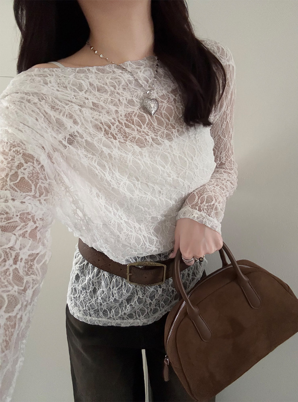 レースワンショルドレープトップス