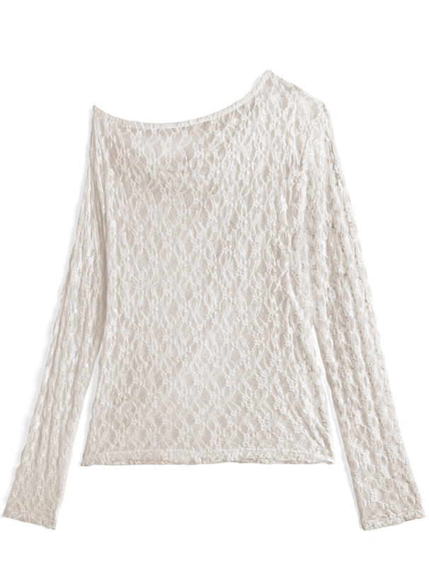 レースワンショルドレープトップス