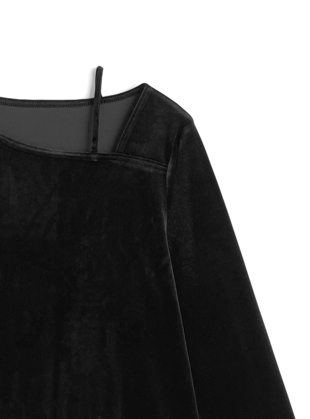 ベロアアシンメトリーネックトップス