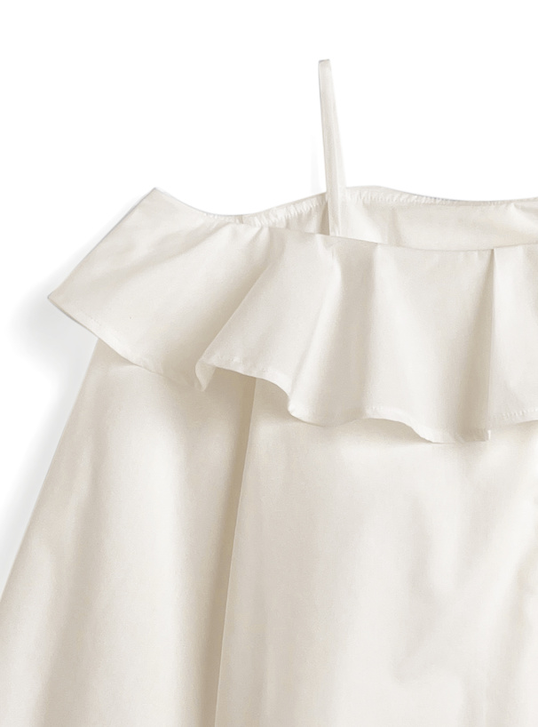 アシンメトリーフリルワンショルダーブラウス