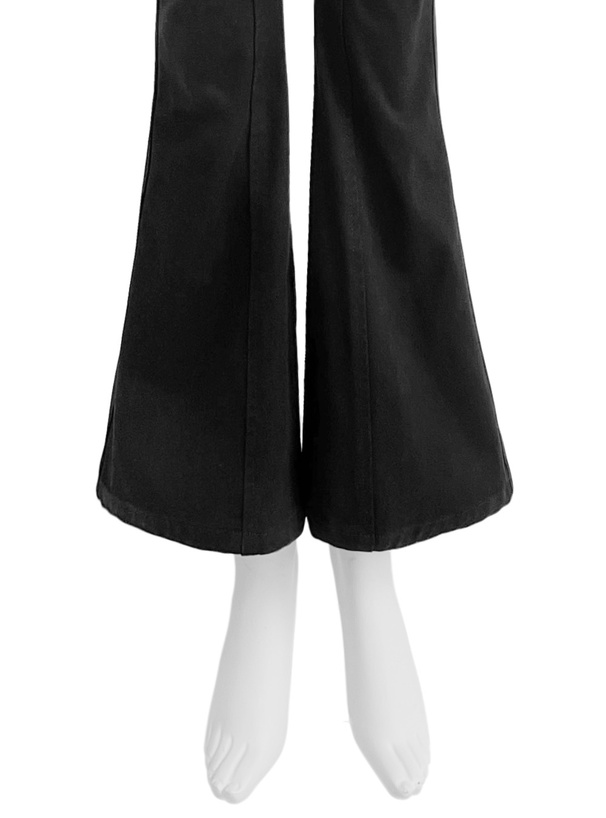 サイドカットアウトリボンフレアツイルパンツ